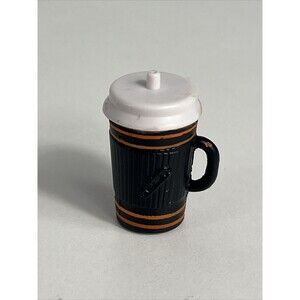 LOL SURPRISE DOLL ACCESSORY BLACK BOTTLE WITH BROWN STRIPES & WHITE TOP.